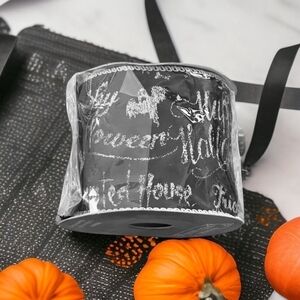 Maker's Halloween Craft Decorative Ribbon Black/White Glitter Wire-Edged Roll